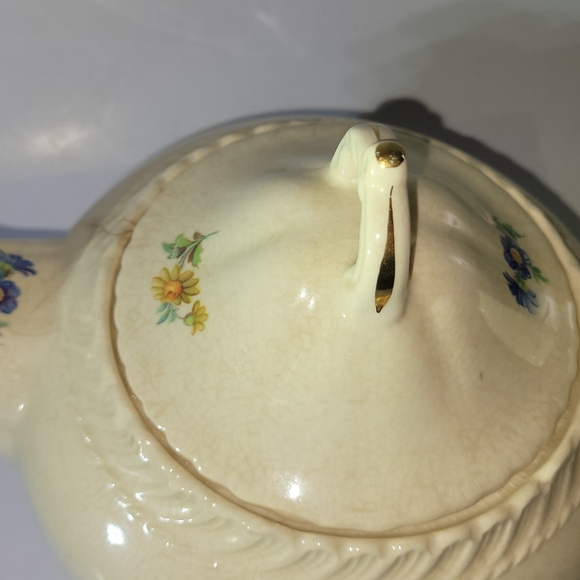 Antique Colorful Floral Harker Ware Teapot - Picture 5 of 10